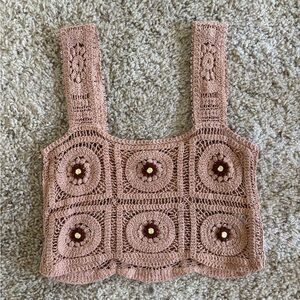 Crochet Tank Top in Tan